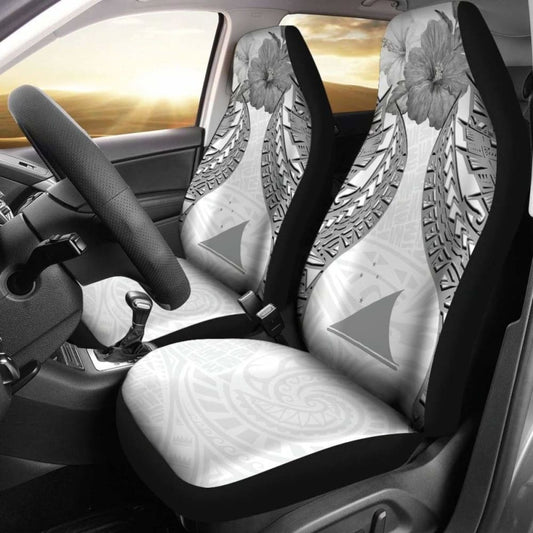 Tokelau Polynesian Car Seat Covers Pride Seal And Hibiscus White -