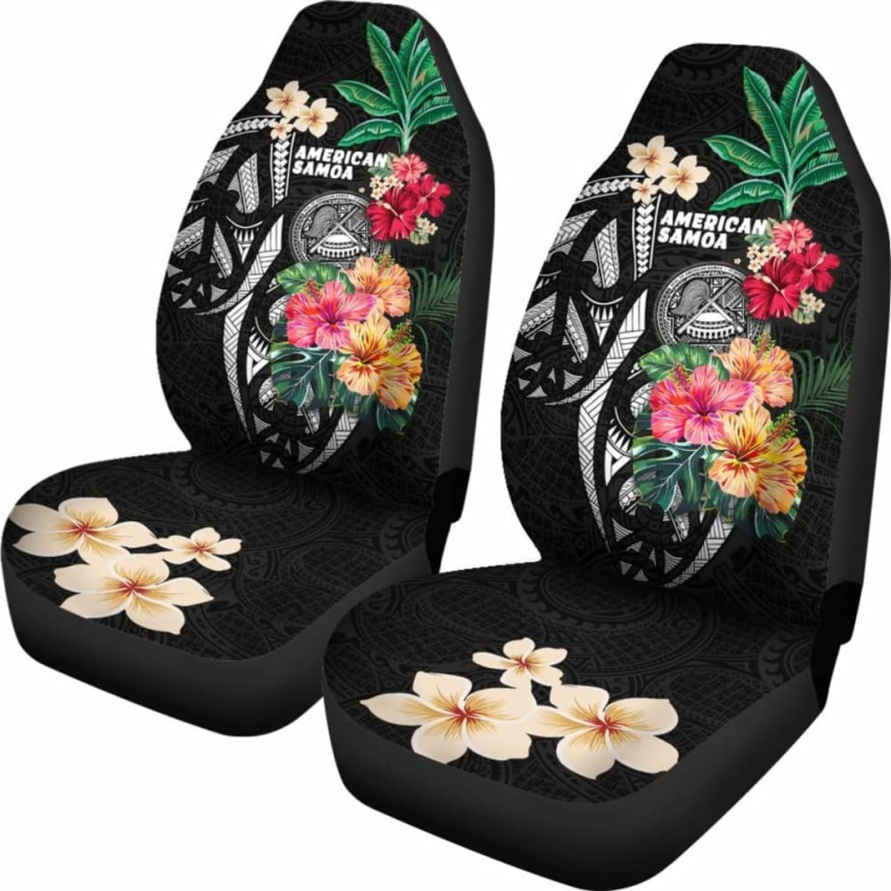 American Samoa Car Seat Covers Coat Of Arms Polynesian With Hibiscus
