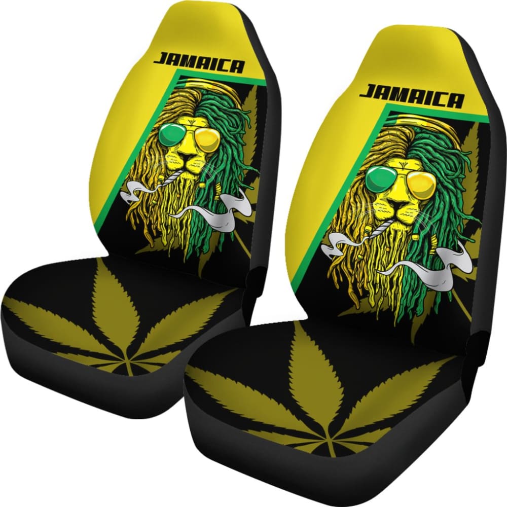 Car Seat Covers Green Reggae Rasta Red Lion Jamaica