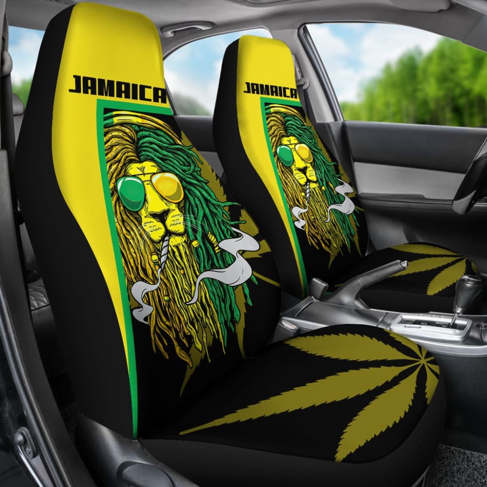Car Seat Covers Green Reggae Rasta Red Lion Jamaica