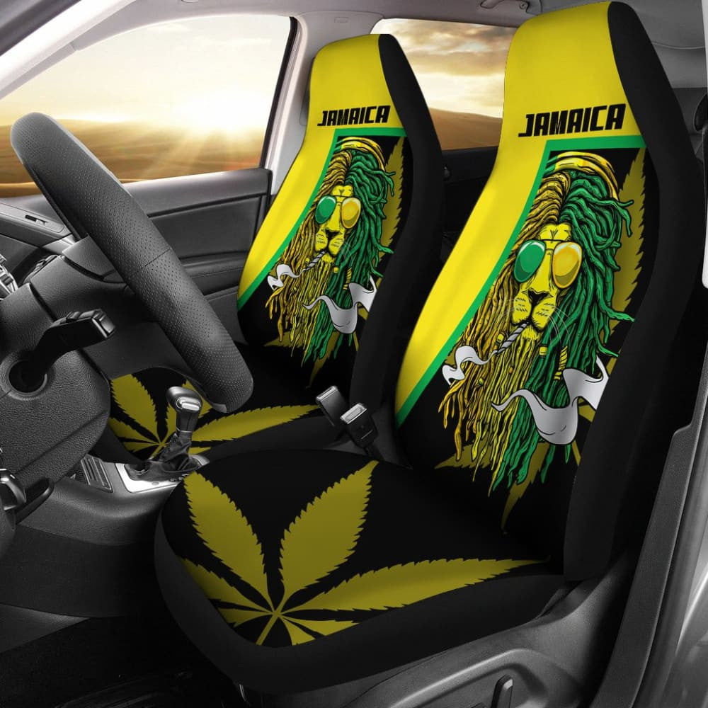 Car Seat Covers Green Reggae Rasta Red Lion Jamaica