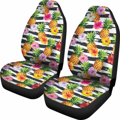 Pineapple And Hibiscus Pattern Car Seat Covers -