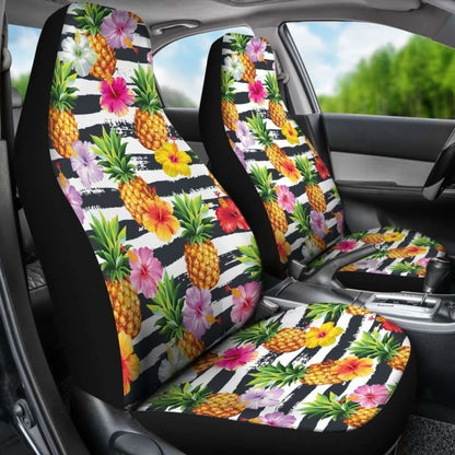 Pineapple And Hibiscus Pattern Car Seat Covers -