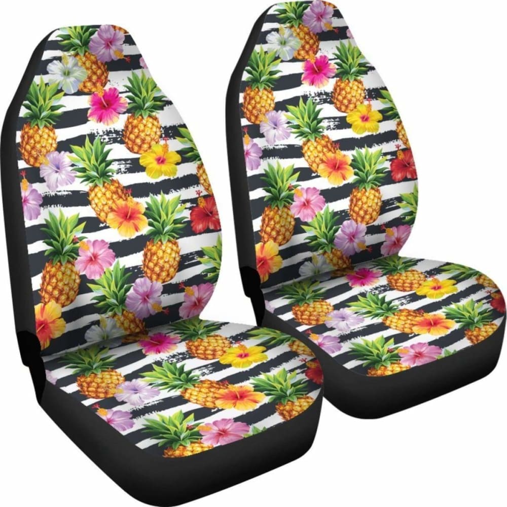 Pineapple And Hibiscus Pattern Car Seat Covers -