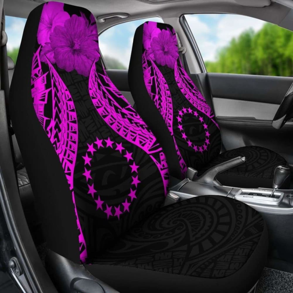 Cook Islands Polynesian Car Seat Covers Pride Seal And Hibiscus Pink -