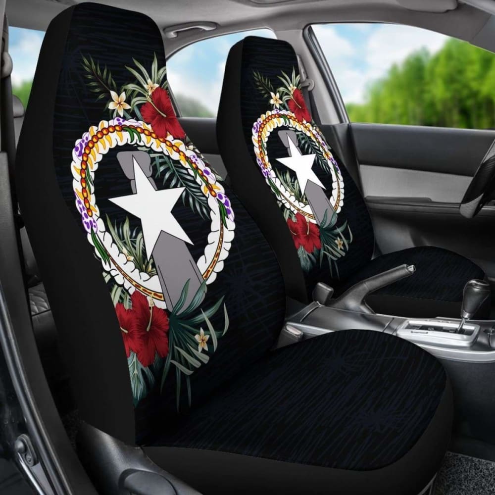 Northern Mariana Islands Car Seat Covers Northern Mariana Islands Flag Hibiscus -