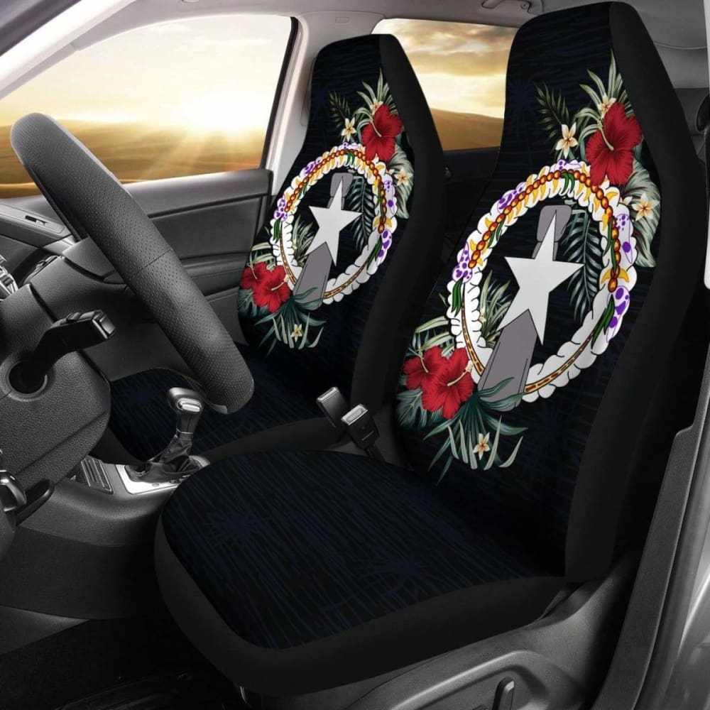 Northern Mariana Islands Car Seat Covers Northern Mariana Islands Flag Hibiscus -