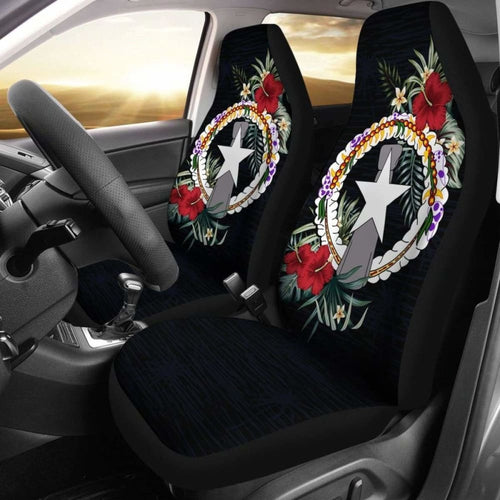 Northern Mariana Islands Car Seat Covers Northern Mariana Islands Flag Hibiscus -