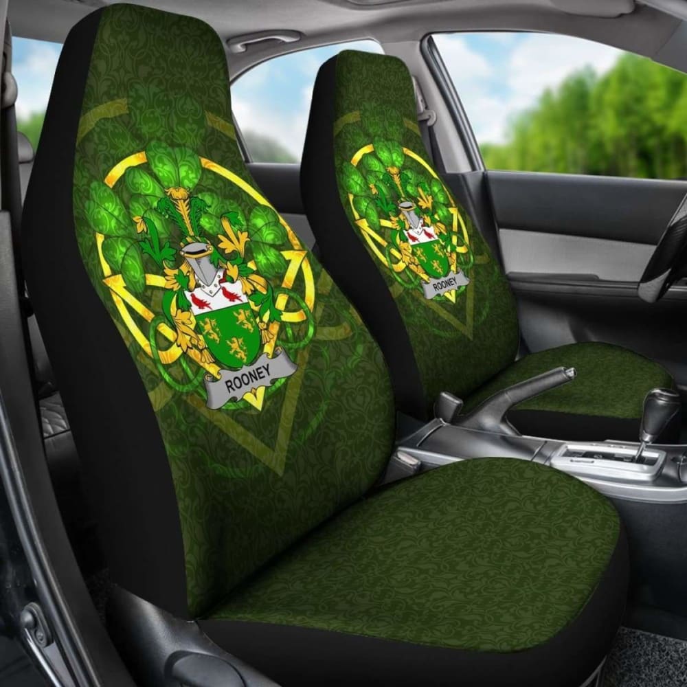 Rooney Or  O'Rooney \bIreland Car Seat Cover Celtic Shamrock ( Set Of Two)