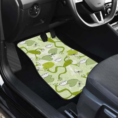 Cute Frog Dragonfly Pattern Front And Back Car Mats