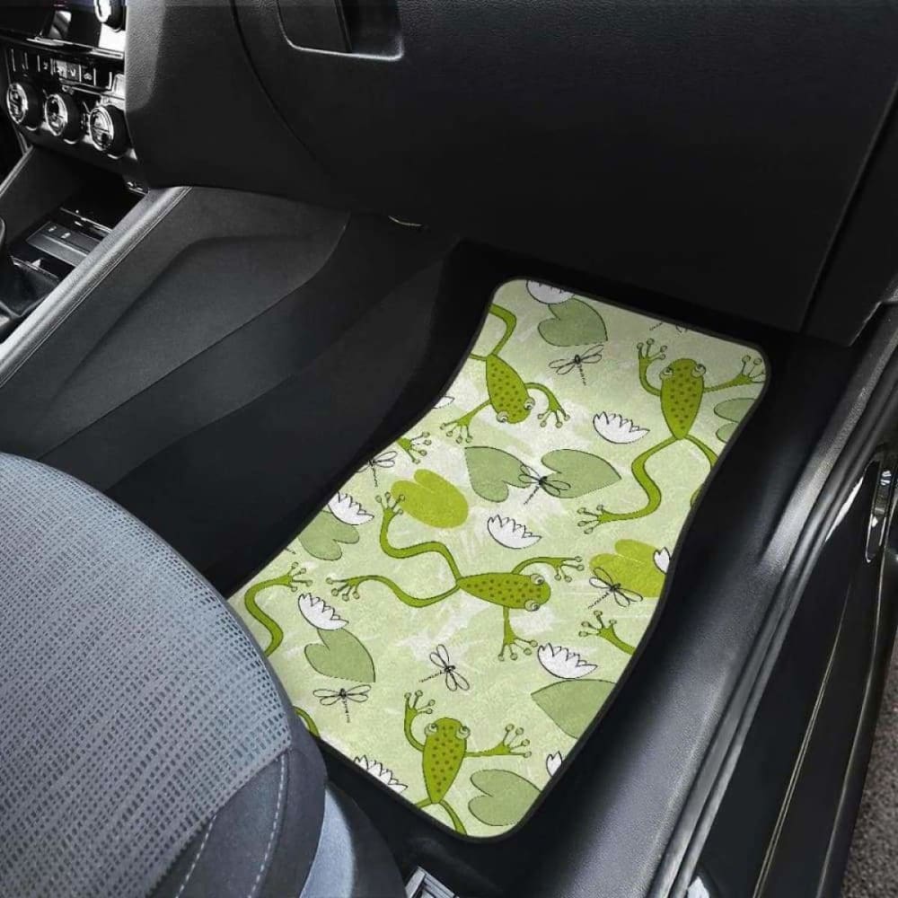 Cute Frog Dragonfly Pattern Front And Back Car Mats