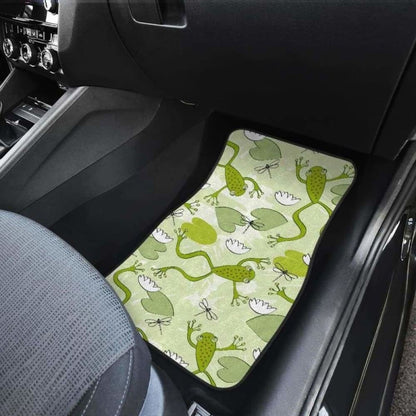 Cute Frog Dragonfly Pattern Front And Back Car Mats