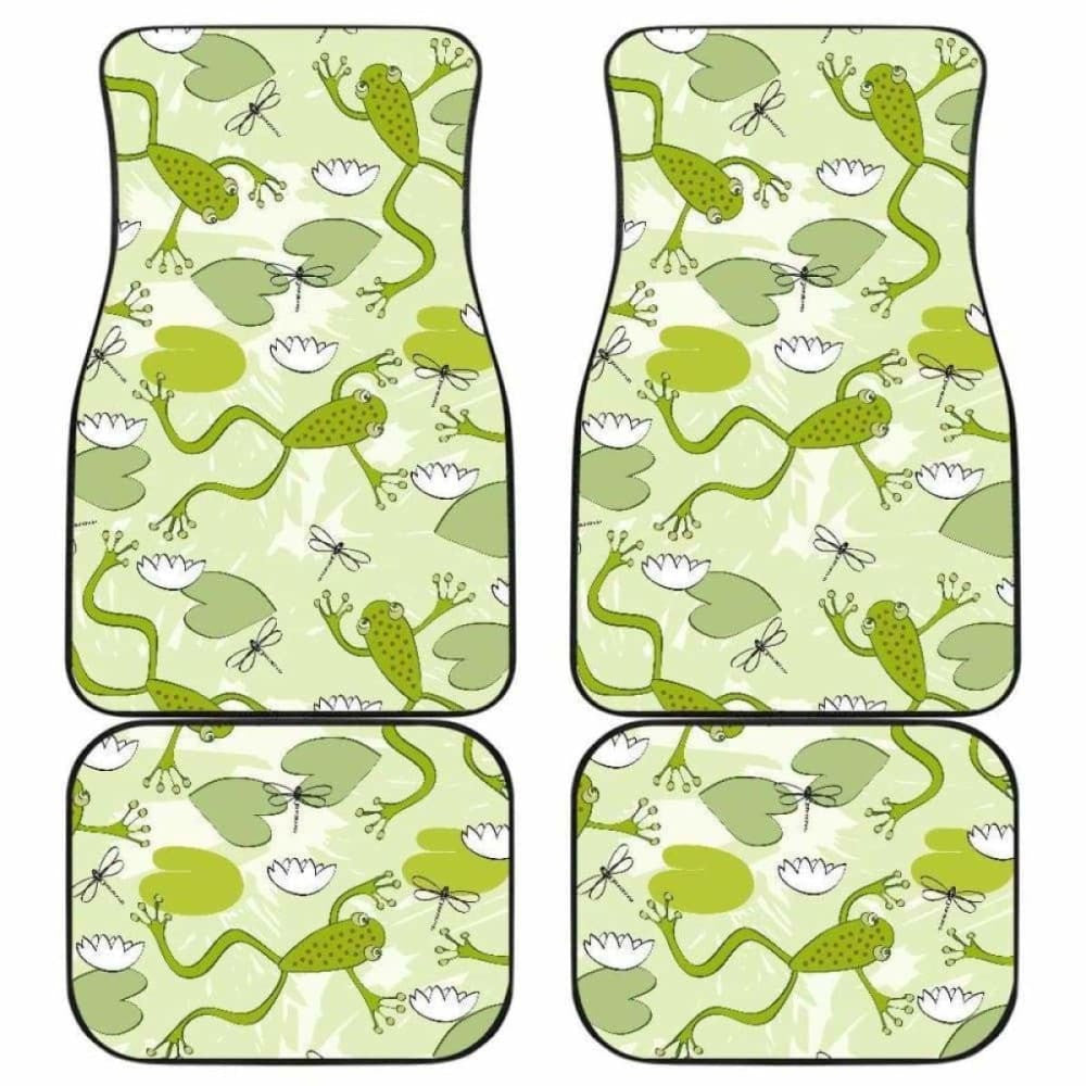 Cute Frog Dragonfly Pattern Front And Back Car Mats