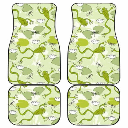 Cute Frog Dragonfly Pattern Front And Back Car Mats