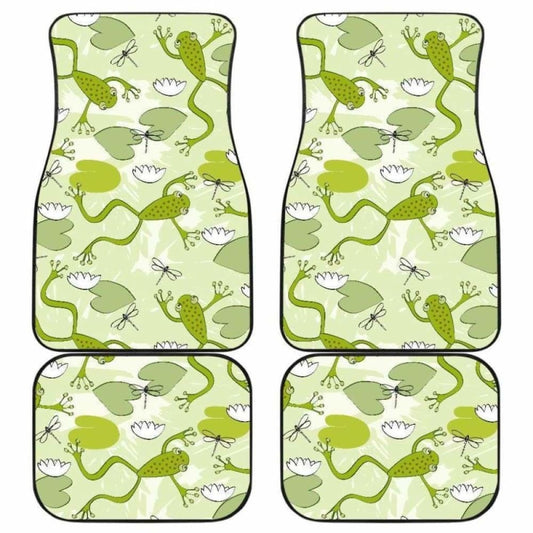 Cute Frog Dragonfly Pattern Front And Back Car Mats