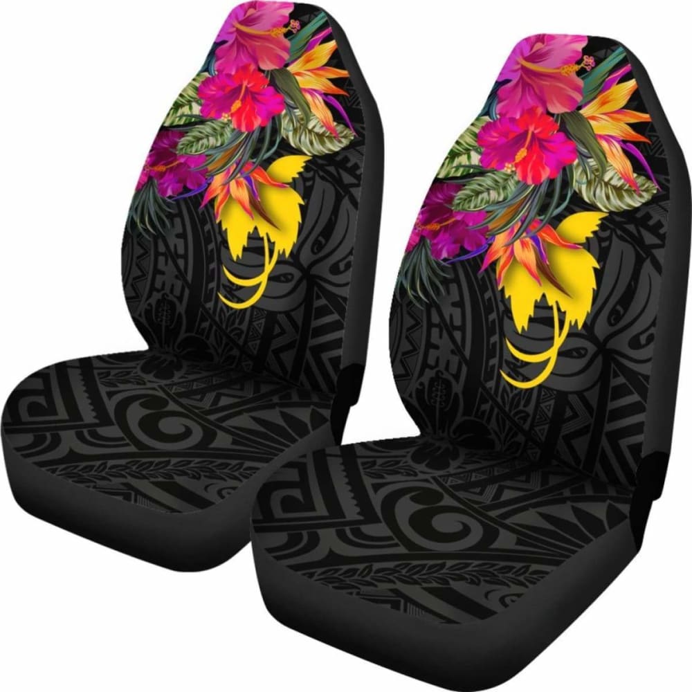 Papua New Guinea Car Seat Covers - Hibiscus Polynesian Pattern -