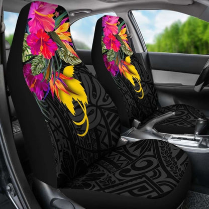 Papua New Guinea Car Seat Covers - Hibiscus Polynesian Pattern -