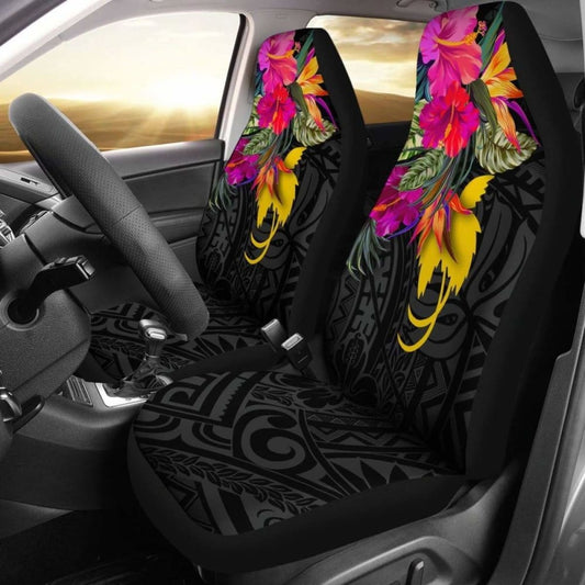 Papua New Guinea Car Seat Covers - Hibiscus Polynesian Pattern -