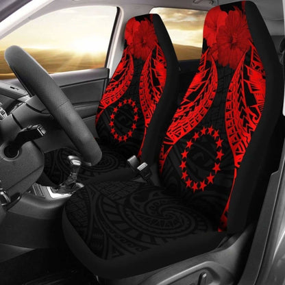 Cook Islands Polynesian Car Seat Covers Pride Seal And Hibiscus Red -