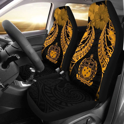 Samoa Polynesian Car Seat Covers Pride Seal And Hibiscus Gold -