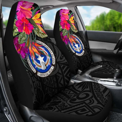 Northern Mariana Islands Car Seat Covers - Saipan Hibiscus Polynesian Pattern -