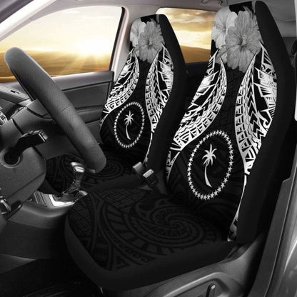 Chuuk Polynesian Car Seat Covers Pride Seal And Hibiscus Black -