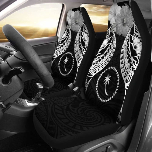 Chuuk Polynesian Car Seat Covers Pride Seal And Hibiscus Black -