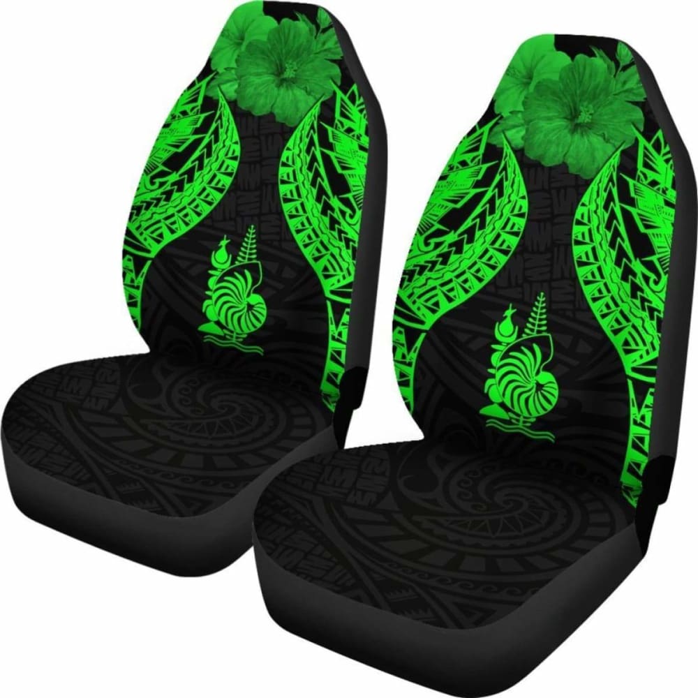 New Caledonia Polynesian Car Seat Covers Pride Seal And Hibiscus Green -