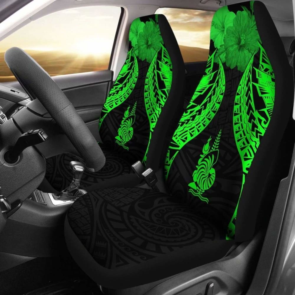 New Caledonia Polynesian Car Seat Covers Pride Seal And Hibiscus Green -