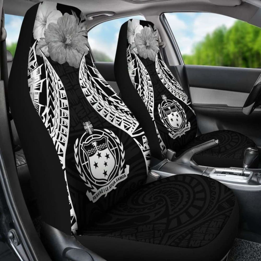 Samoa Polynesian Car Seat Covers Pride Seal And Hibiscus Black -