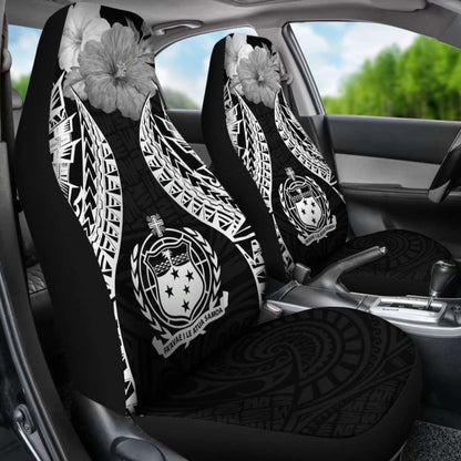 Samoa Polynesian Car Seat Covers Pride Seal And Hibiscus Black -