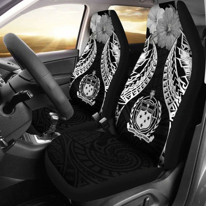 Samoa Polynesian Car Seat Covers Pride Seal And Hibiscus Black -