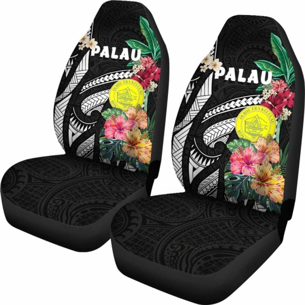 Palau Car Seat Covers Coat Of Arms Polynesian With Hibiscus