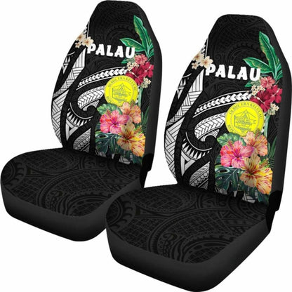 Palau Car Seat Covers Coat Of Arms Polynesian With Hibiscus