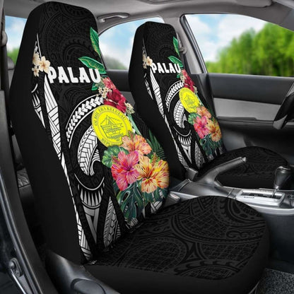 Palau Car Seat Covers Coat Of Arms Polynesian With Hibiscus