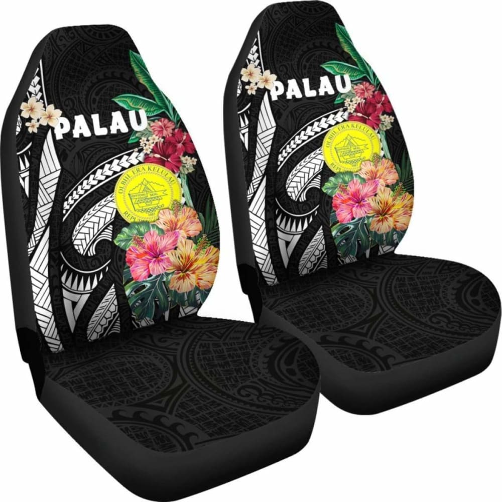 Palau Car Seat Covers Coat Of Arms Polynesian With Hibiscus