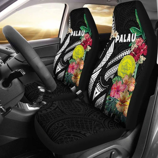 Palau Car Seat Covers Coat Of Arms Polynesian With Hibiscus