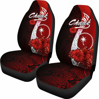 Chuuk Micronesia Car Seat Covers - Coat Of Arm With Hibiscus -