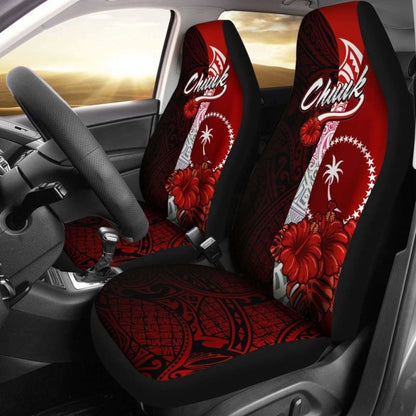Chuuk Micronesia Car Seat Covers - Coat Of Arm With Hibiscus -