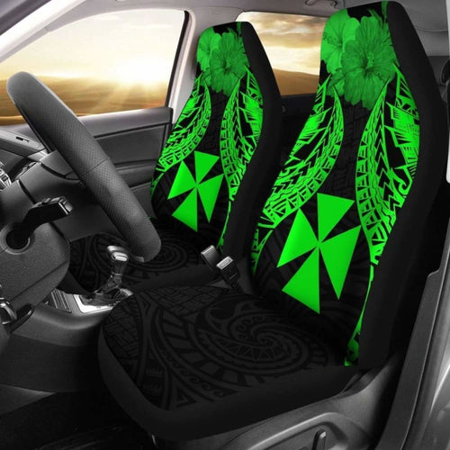 Wallis And Futuna Polynesian Car Seat Covers Pride Seal And Hibiscus Green -