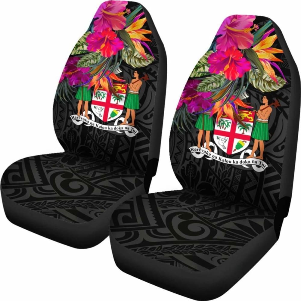 Fiji Car Seat Covers - Polynesian Hibiscus Pattern -