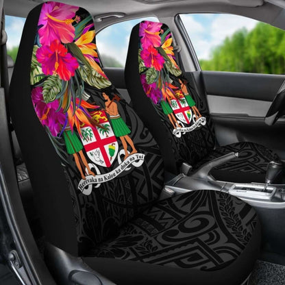 Fiji Car Seat Covers - Polynesian Hibiscus Pattern -