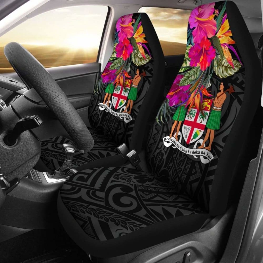 Fiji Car Seat Covers - Polynesian Hibiscus Pattern -