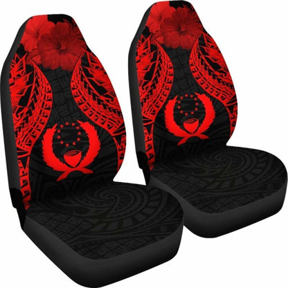 Pohnpei Polynesian Car Seat Covers Pride Seal And Hibiscus Red -