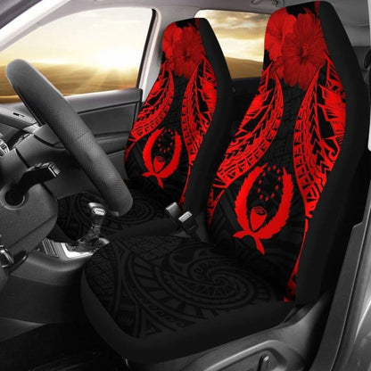 Pohnpei Polynesian Car Seat Covers Pride Seal And Hibiscus Red -