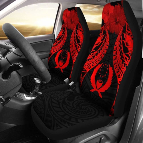 Pohnpei Polynesian Car Seat Covers Pride Seal And Hibiscus Red -