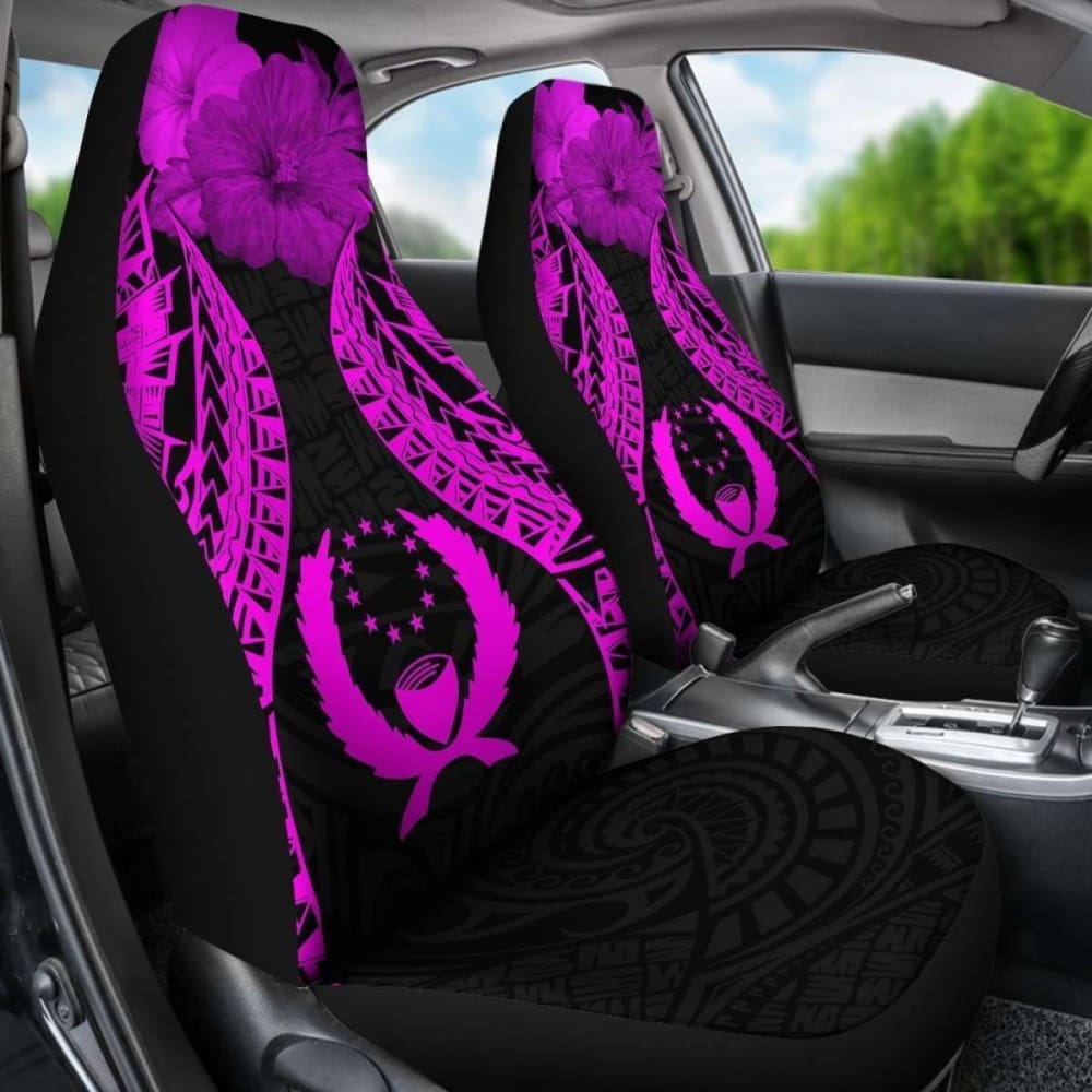 Pohnpei Polynesian Car Seat Covers Pride Seal And Hibiscus Pink -