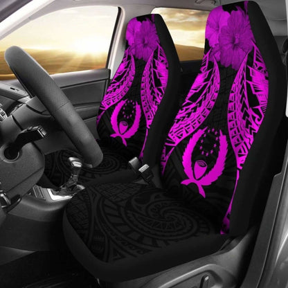 Pohnpei Polynesian Car Seat Covers Pride Seal And Hibiscus Pink -