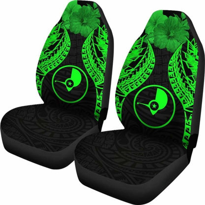 Yap Polynesian Car Seat Covers Pride Seal And Hibiscus Green -