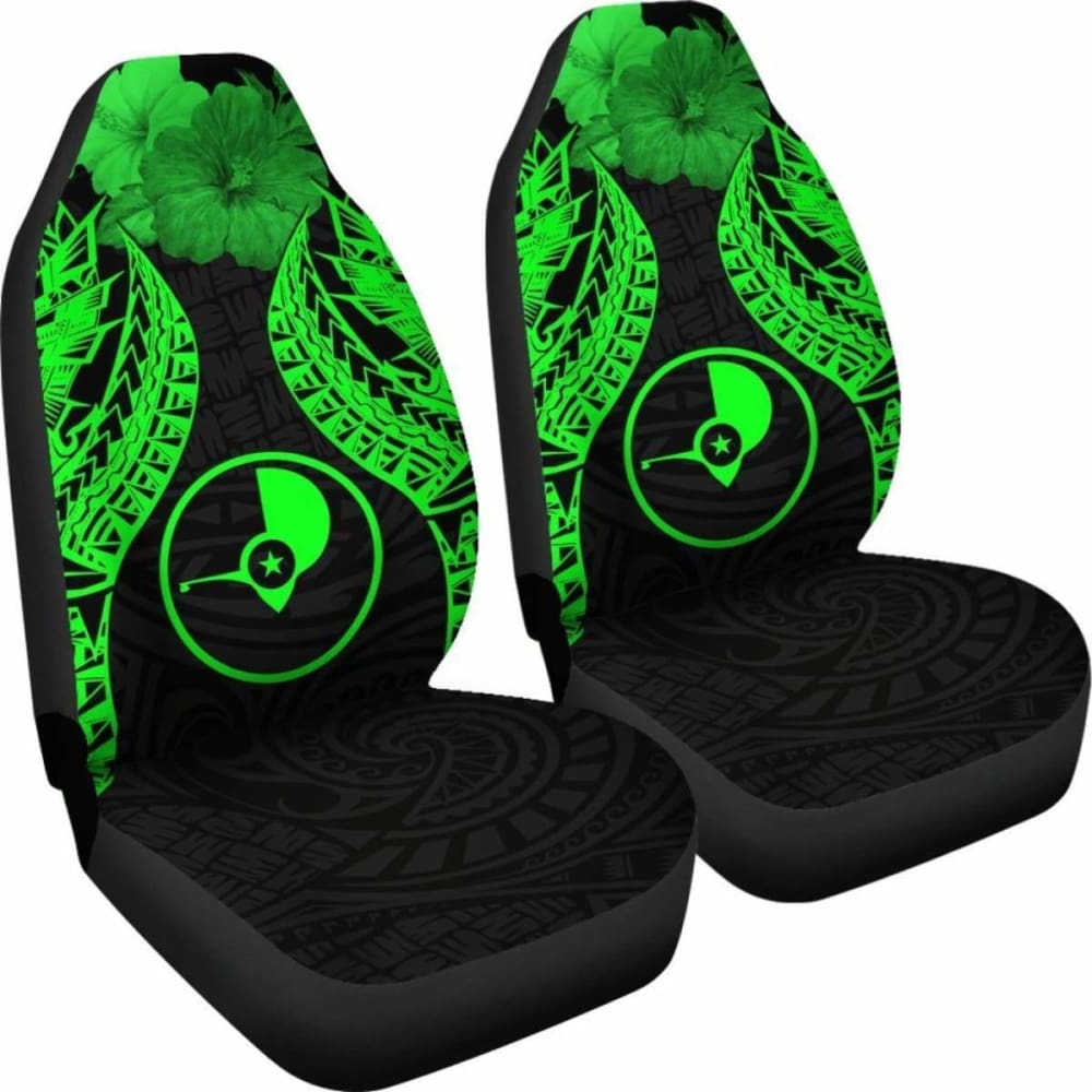 Yap Polynesian Car Seat Covers Pride Seal And Hibiscus Green -